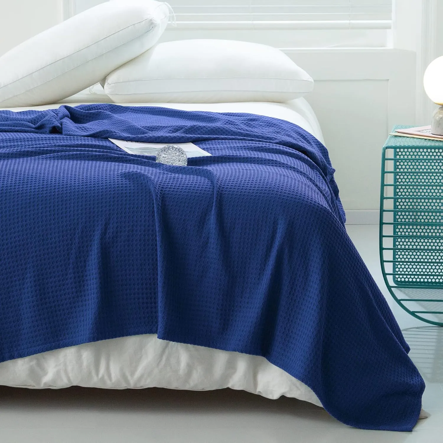 AmyHomie Cooling Blanket Twin Size, 100% Rayon Derived from Bamboo, Cool Summer Blanket for Hot Sleepers Soft Comfy Waffle Lightweight Blankets for Couch Bed Gift Idea(Blue Violet, 66×90in)