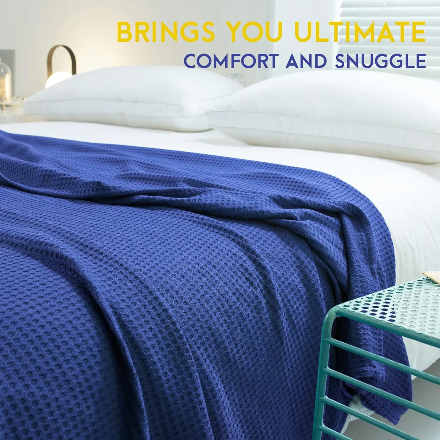 AmyHomie Cooling Blanket Twin Size, 100% Rayon Derived from Bamboo, Cool Summer Blanket for Hot Sleepers Soft Comfy Waffle Lightweight Blankets for Couch Bed Gift Idea(Blue Violet, 66×90in)