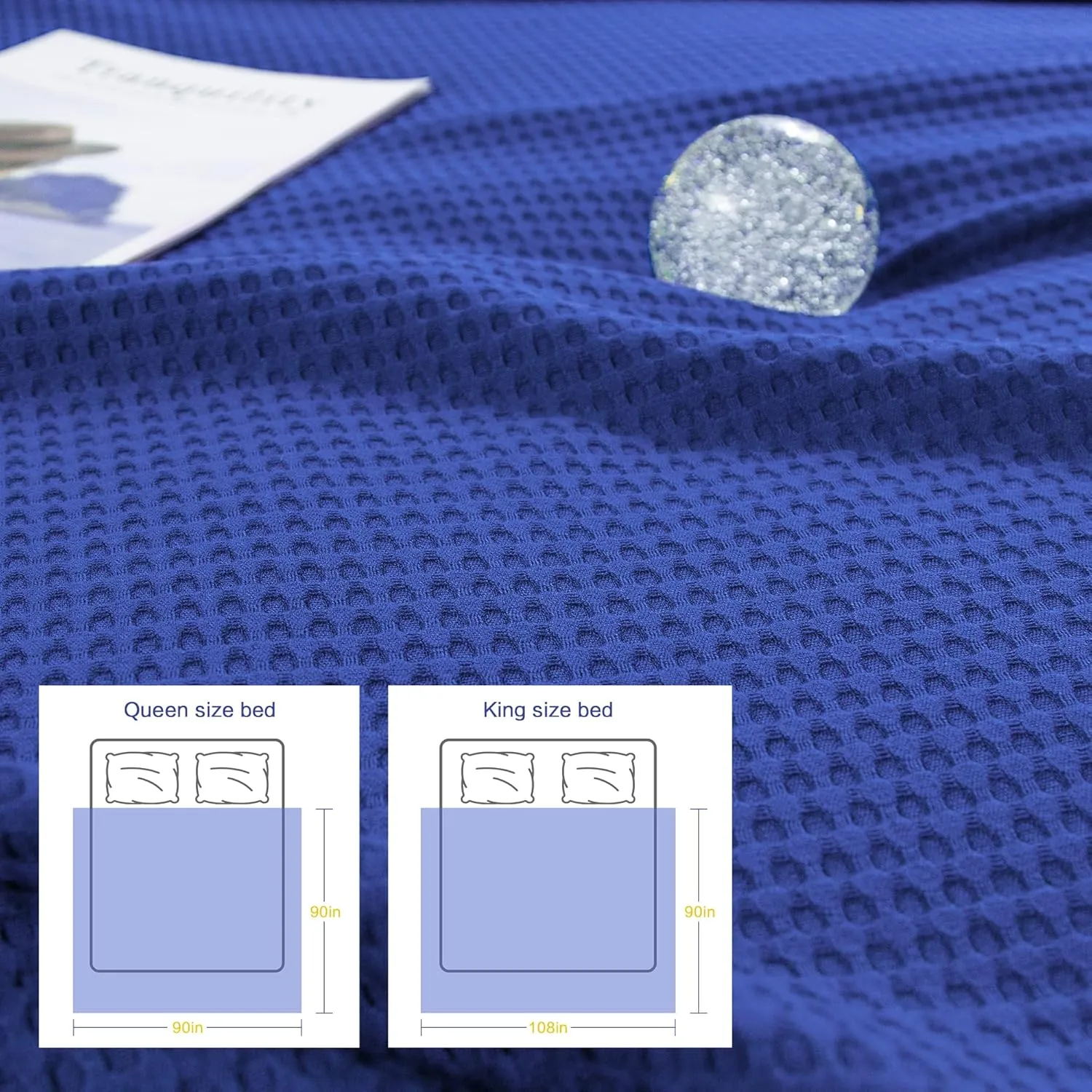 AmyHomie Cooling Blanket Twin Size, 100% Rayon Derived from Bamboo, Cool Summer Blanket for Hot Sleepers Soft Comfy Waffle Lightweight Blankets for Couch Bed Gift Idea(Blue Violet, 66×90in)