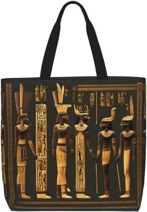 Ancient Egyptian Hieroglyph Print Tote Bag For Women Shoulde Bag Handbag Reusable Grocery Bags For Office,Shopping,Travel
