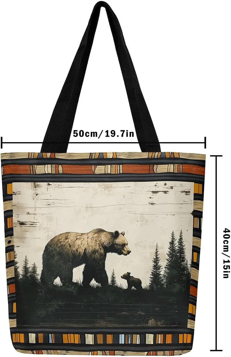 Animal Hunt Canvas Tote Bag,Nature Landsacpe Shoulder Handbags,Large Capacity Travel Bag,Shopping Gym Bag