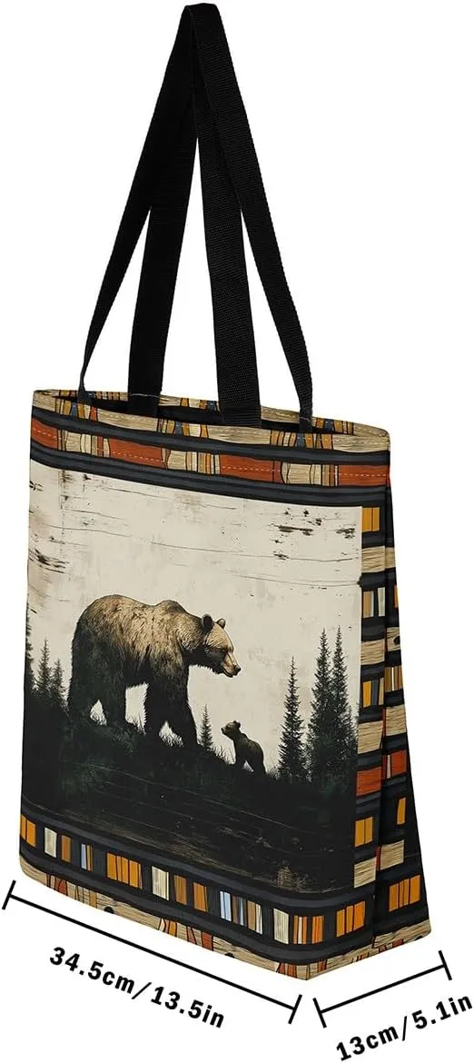 Animal Hunt Canvas Tote Bag,Nature Landsacpe Shoulder Handbags,Large Capacity Travel Bag,Shopping Gym Bag