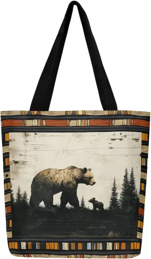 Animal Hunt Canvas Tote Bag,Nature Landsacpe Shoulder Handbags,Large Capacity Travel Bag,Shopping Gym Bag