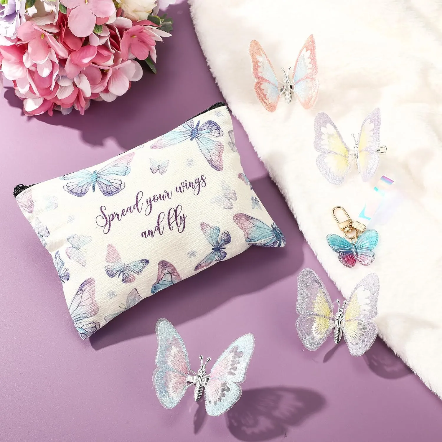 Animal Lover Gifts for Women Mother's Day Animal Themed Gifts for Mom Include Canvas Tote Bag, Makeup Bag, Socks, Keychain, Enamel Mug, Small Figurines(Butterfly)