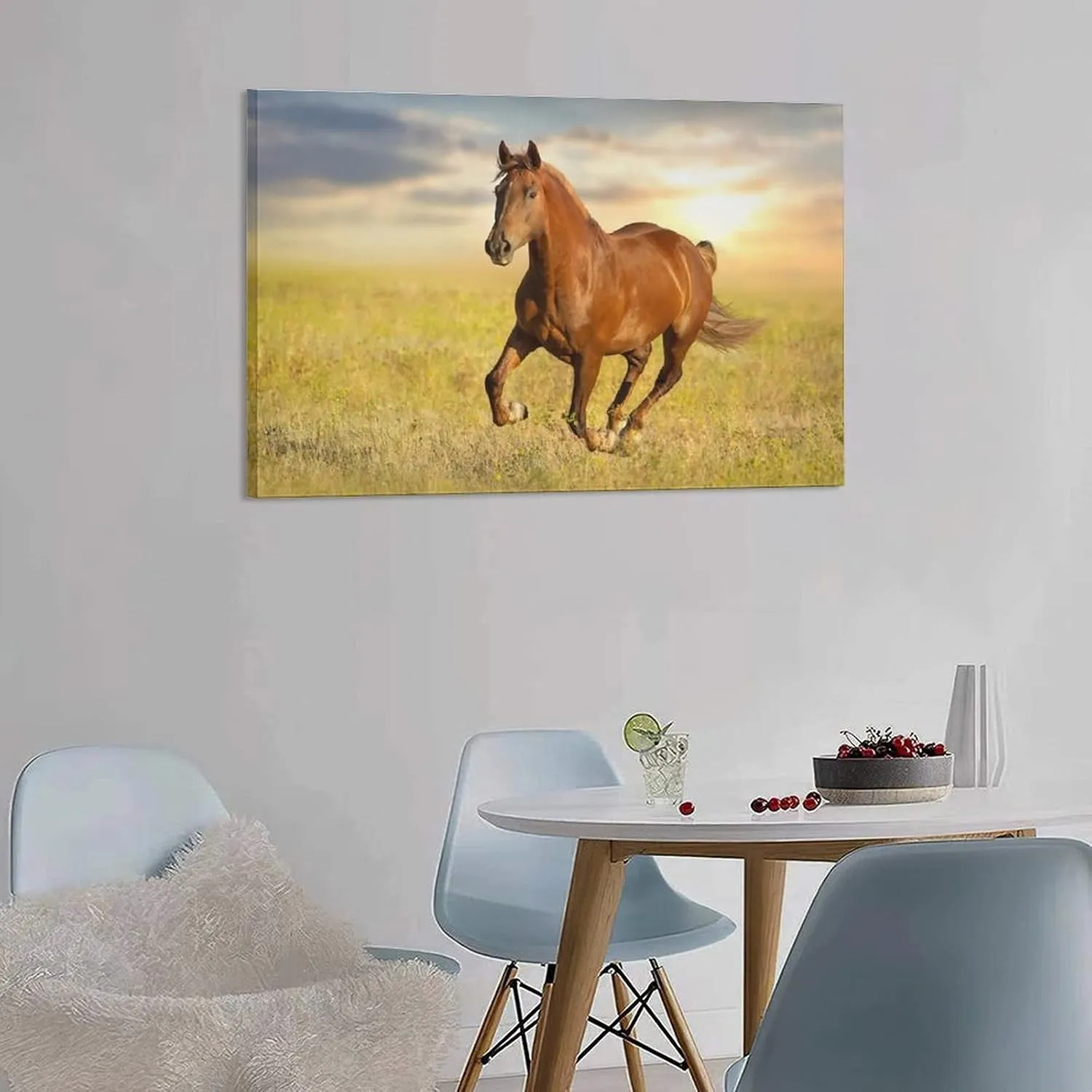 Animals Tawny Horse Running Prairie Canvas Poster Wall Art Decor Print Picture Paintings for Living Room Bedroom Decoration 24x36inch(60x90cm)