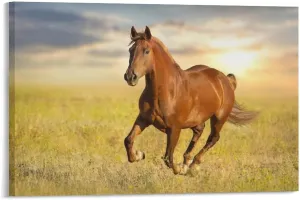 Animals Tawny Horse Running Prairie Canvas Poster Wall Art Decor Print Picture Paintings for Living Room Bedroom Decoration 24x36inch(60x90cm)