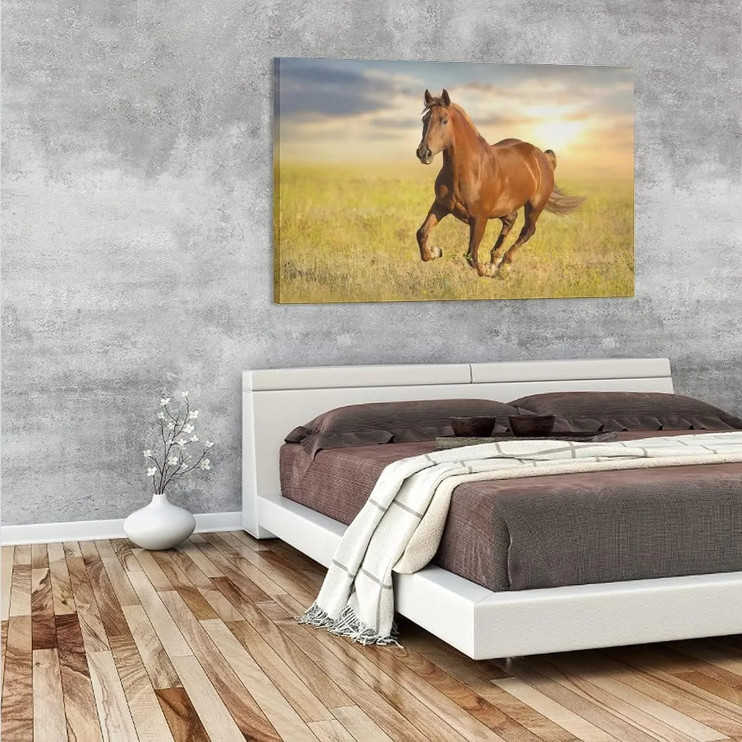 Animals Tawny Horse Running Prairie Canvas Poster Wall Art Decor Print Picture Paintings for Living Room Bedroom Decoration 24x36inch(60x90cm)