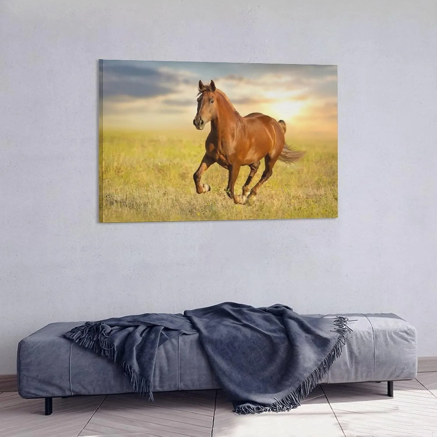 Animals Tawny Horse Running Prairie Canvas Poster Wall Art Decor Print Picture Paintings for Living Room Bedroom Decoration 24x36inch(60x90cm)