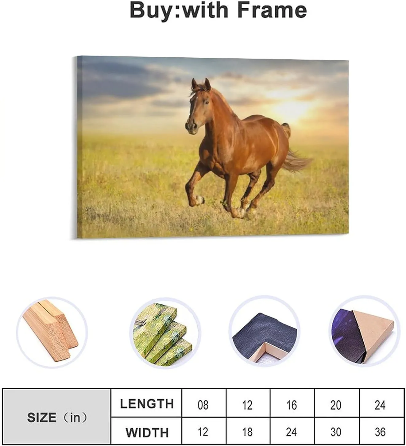Animals Tawny Horse Running Prairie Canvas Poster Wall Art Decor Print Picture Paintings for Living Room Bedroom Decoration 24x36inch(60x90cm)