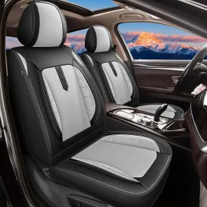 AOMSAZTO Car Seat Covers 2PCS Front Fit for Chevrolet Suburban 2009-2025 Leather Car Seat Cover Automotive Seat Cushion Seat Protector Waterproof Compatible Airbag(2 Front Seats,Black&Gray)