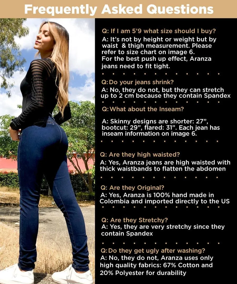 ARANZA Butt Lifting Jeans for Women Mid Rise Colombian Jeans Skinny Levanta Cola Pantalones Colombianos Levanta para Mujer