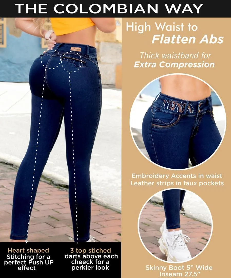 ARANZA Butt Lifting Jeans for Women Mid Rise Colombian Jeans Skinny Levanta Cola Pantalones Colombianos Levanta para Mujer