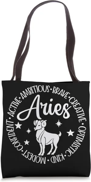 Aries Active Ambitious Brave Creative Zodiac Star Sign Tote Bag