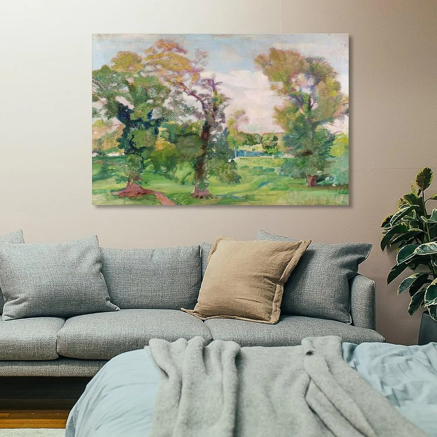 Armando Spadini,Trees in Villa Borghese Poster Print Decorative Painting Canvas Wall Art Living Room Posters Bedroom Painting 24x36inch(60x90cm)