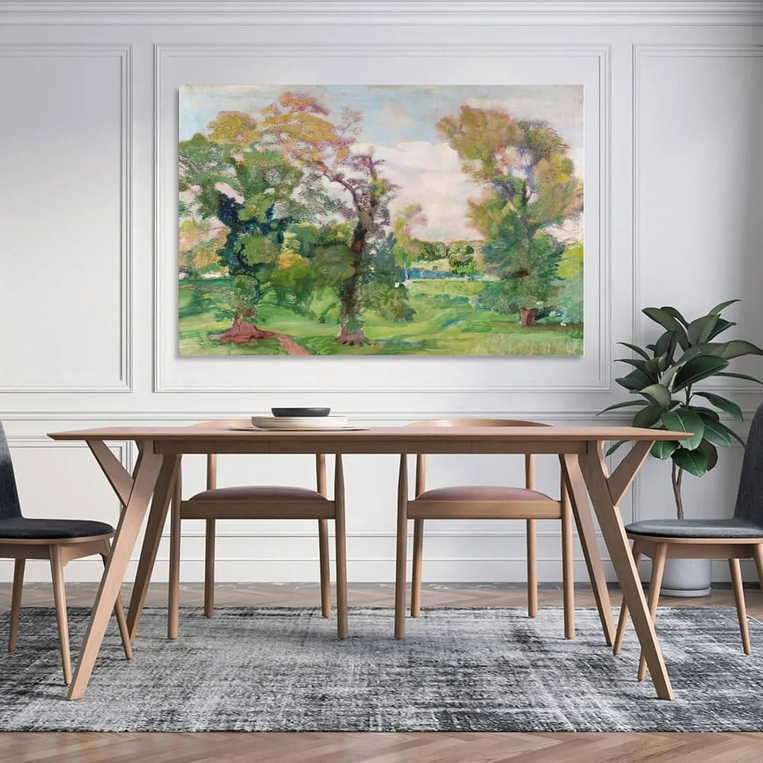 Armando Spadini,Trees in Villa Borghese Poster Print Decorative Painting Canvas Wall Art Living Room Posters Bedroom Painting 24x36inch(60x90cm)
