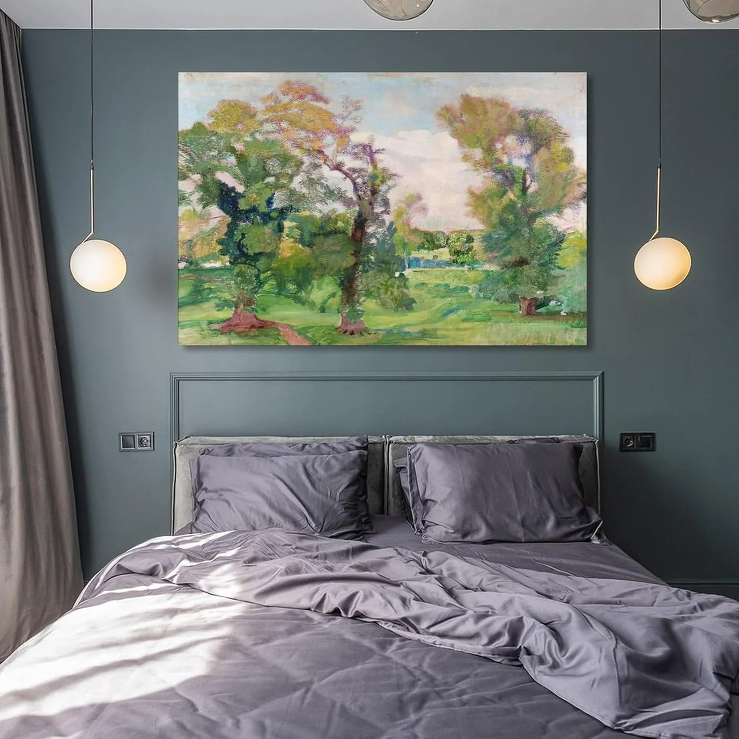 Armando Spadini,Trees in Villa Borghese Poster Print Decorative Painting Canvas Wall Art Living Room Posters Bedroom Painting 24x36inch(60x90cm)