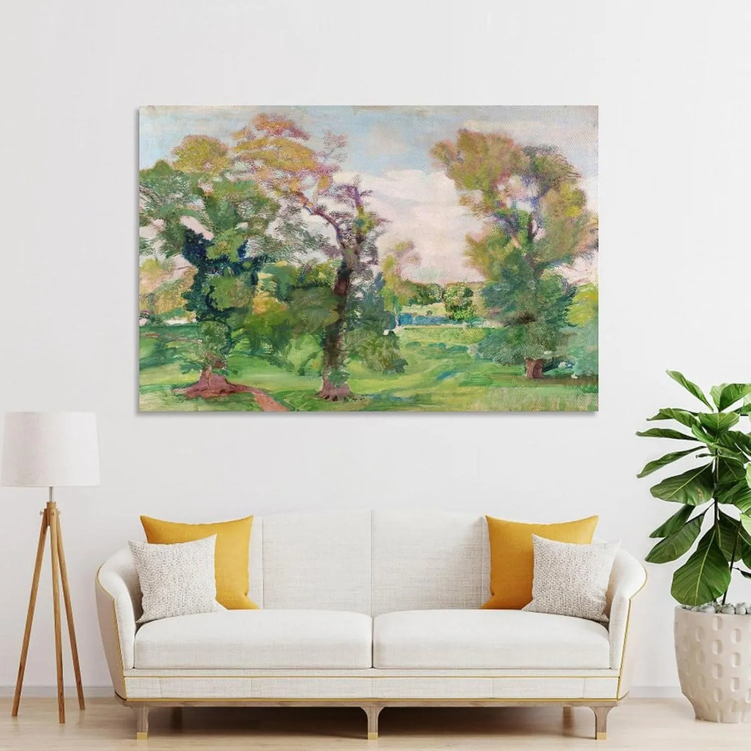 Armando Spadini,Trees in Villa Borghese Poster Print Decorative Painting Canvas Wall Art Living Room Posters Bedroom Painting 24x36inch(60x90cm)