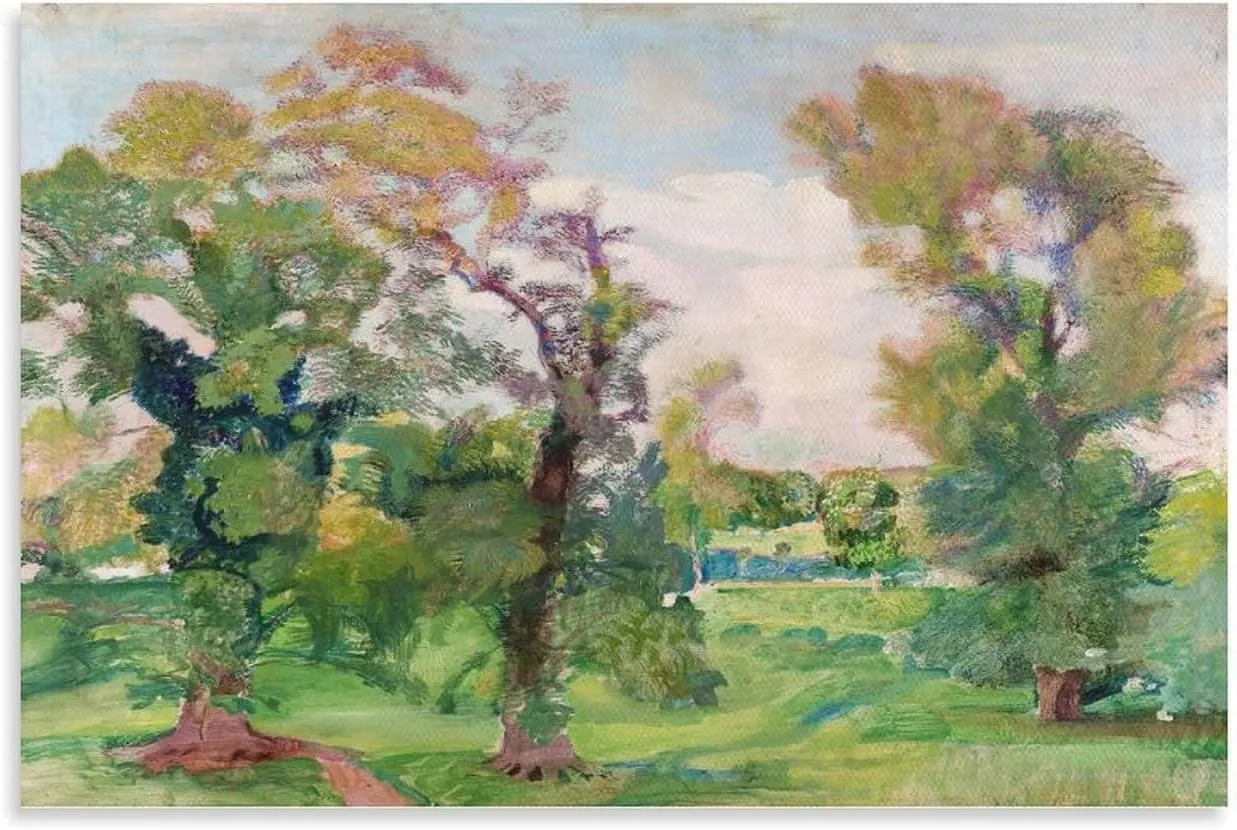 Armando Spadini,Trees in Villa Borghese Poster Print Decorative Painting Canvas Wall Art Living Room Posters Bedroom Painting 24x36inch(60x90cm)