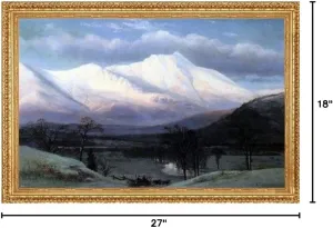 Art Oyster Benjamin Champney Winter Scene North Moat Mountain - 18" x 27" Premium Canvas Print with Antique Gold Finish Frame