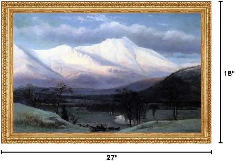 Art Oyster Benjamin Champney Winter Scene North Moat Mountain - 18" x 27" Premium Canvas Print with Antique Gold Finish Frame