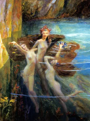 Art Oyster Gaston Bussiere Les Nereides - 21" x 28" Premium Canvas Print
