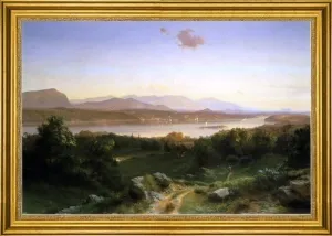 Art Oyster Johann Hermann Carmiencke View of The Hudson from Hyde Park - 18" x 27" Premium Canvas Print with Gold Frame