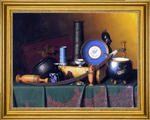 Art Oyster William Michael Harnett Still Life with Bric-a-Brac - 18" x 24" Premium Canvas Print with Gold Frame