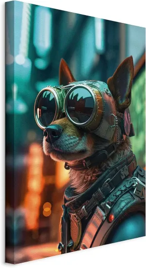 artgeist Acoustic Canvas Wall AI Art Print Dog 24x35 in - 1pcs Picture with Acoustic Foam Sound Print Artwork Room Acoustics Soundproofing Cyberpunk Cyberdog g-H-10004-b-b