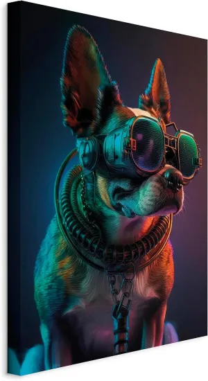 artgeist Acoustic Canvas Wall AI Art Print Dog 24x35 in - 1pcs Picture with Acoustic Foam Sound Print Artwork Room Acoustics Soundproofing Cyberpunk Cyberdog g-H-10058-b-b