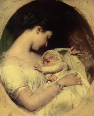 Artists Wife Elizabeth and Daughter by James Sant - 20" x 25" Premium Canvas Print