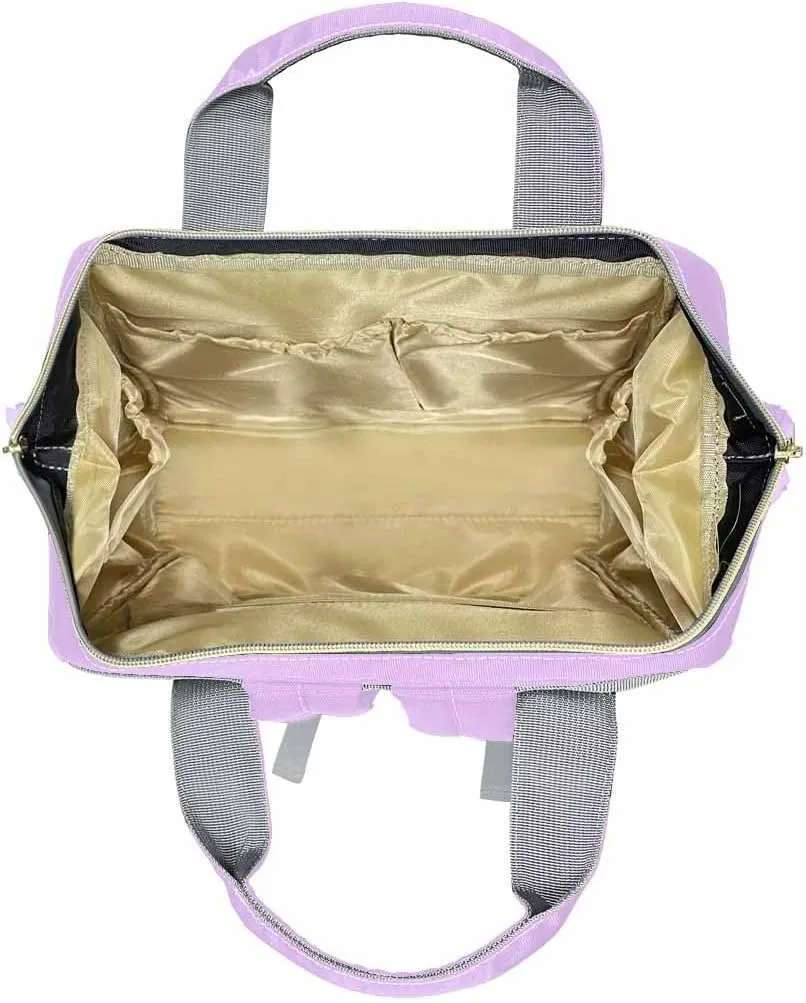 Artsadd Customized Diaper Bags for Mom Personalized Purple Pearl Butterfly Backpack with Name for Men Women Custom Nursing Bags Shoulders Travel Bag Daypack