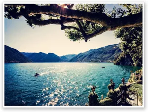 Artsy Canvas Lake View - Water Landscapes - 24x18 Matte Poster Print Wall Art
