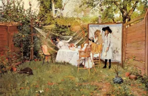ARTTLBBS Famous Canvas Paining Print Artwork Decoration the Open Air Breakfast by William Merritt Modern Art Poster for Home Decor 60x90cm