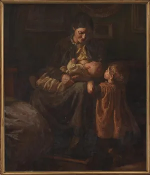 ARTTLBBS Famous Painting Picture Artwork Poster Painting Kunstnerens Hustru Med to Børn by Joakim Skovgaard Portrait Artwork for Home Decor 60x90cm