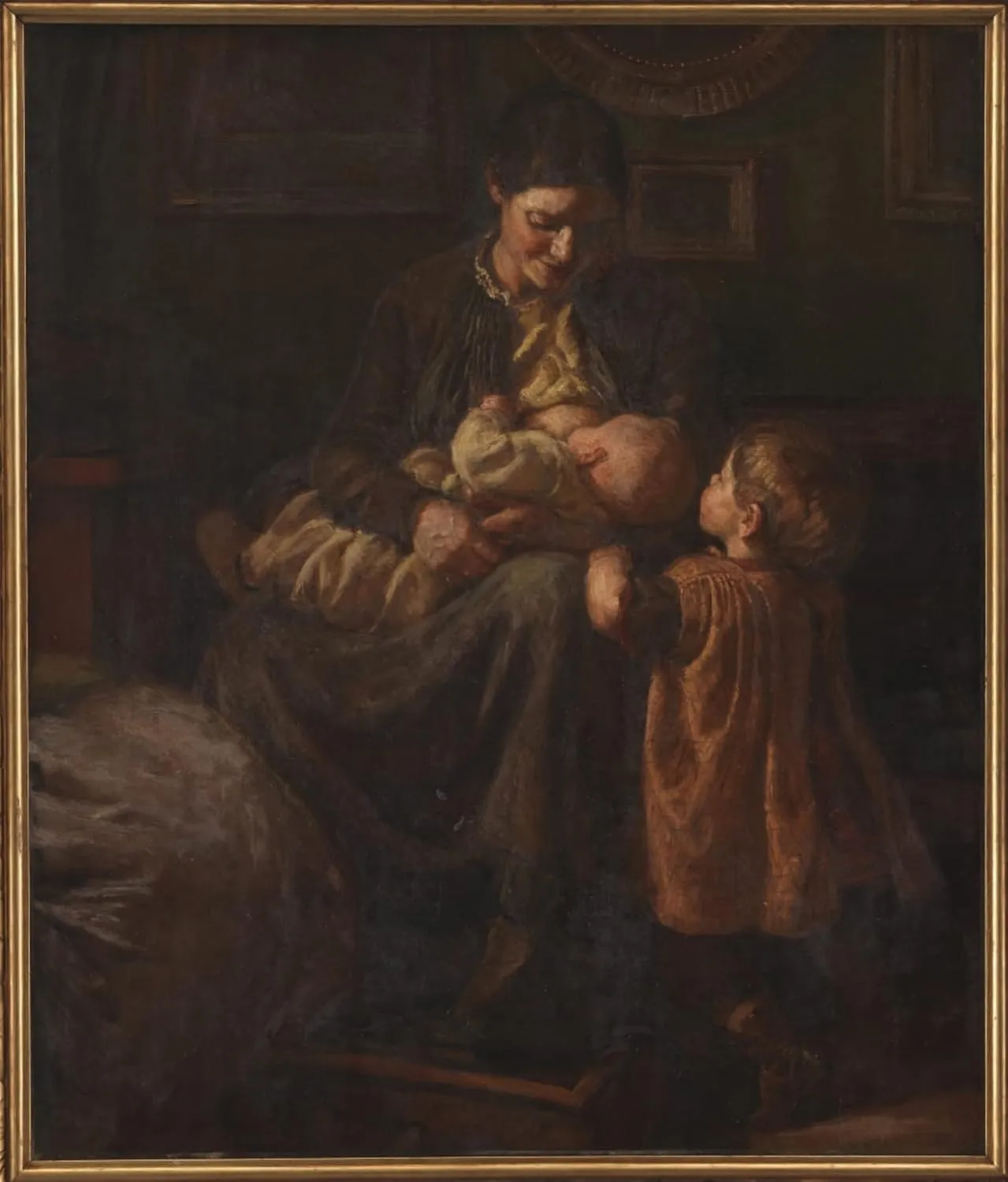 ARTTLBBS Famous Painting Picture Artwork Poster Painting Kunstnerens Hustru Med to Børn by Joakim Skovgaard Portrait Artwork for Home Decor 60x90cm