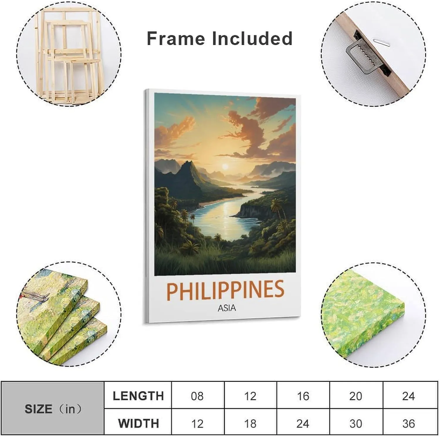 Asia Philippines Travel Poster Print Canvas Wall Art for Bedroom Living Room HD Print Posters 12x18inch(30x45cm)