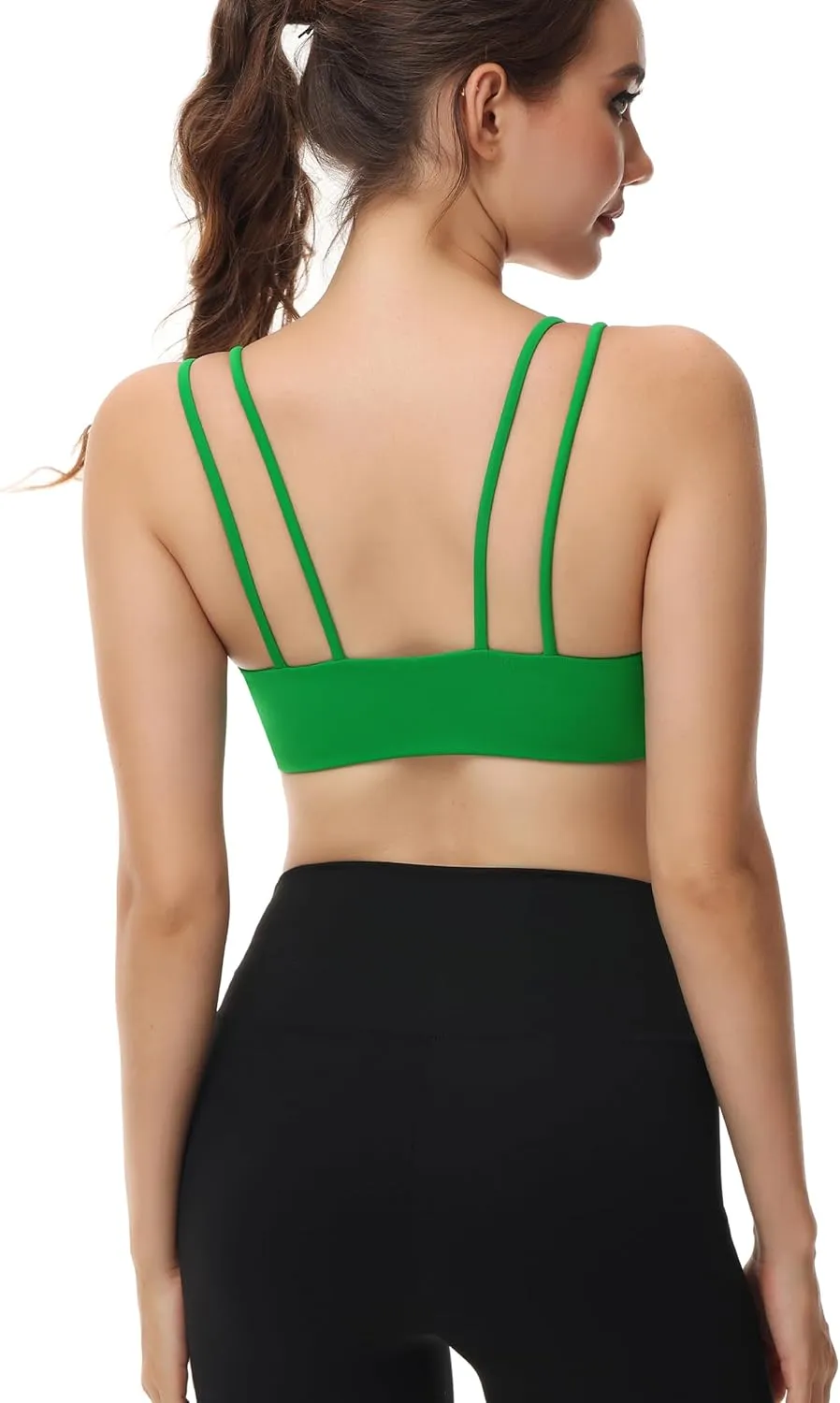 Attifall B/C Cup Low Support Crop Sports Bra Low Impact Camisoles Comfy Spaghetti Strap Yoga Gym Workout Bras