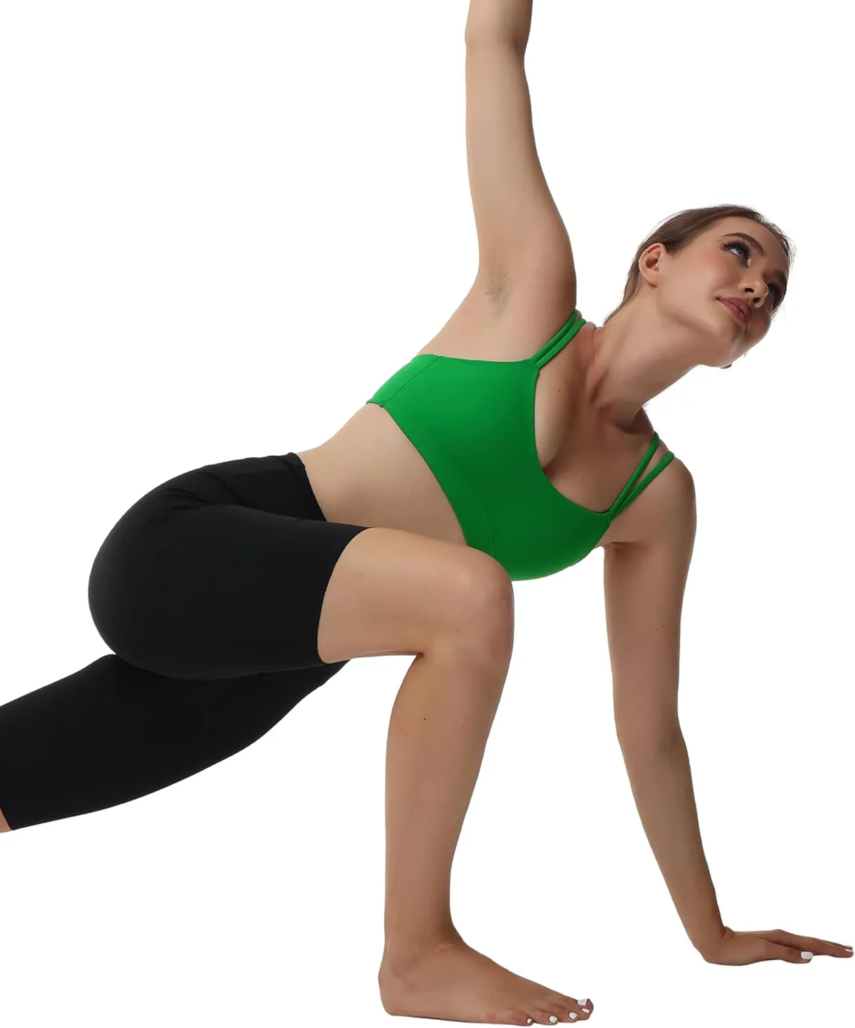 Attifall B/C Cup Low Support Crop Sports Bra Low Impact Camisoles Comfy Spaghetti Strap Yoga Gym Workout Bras