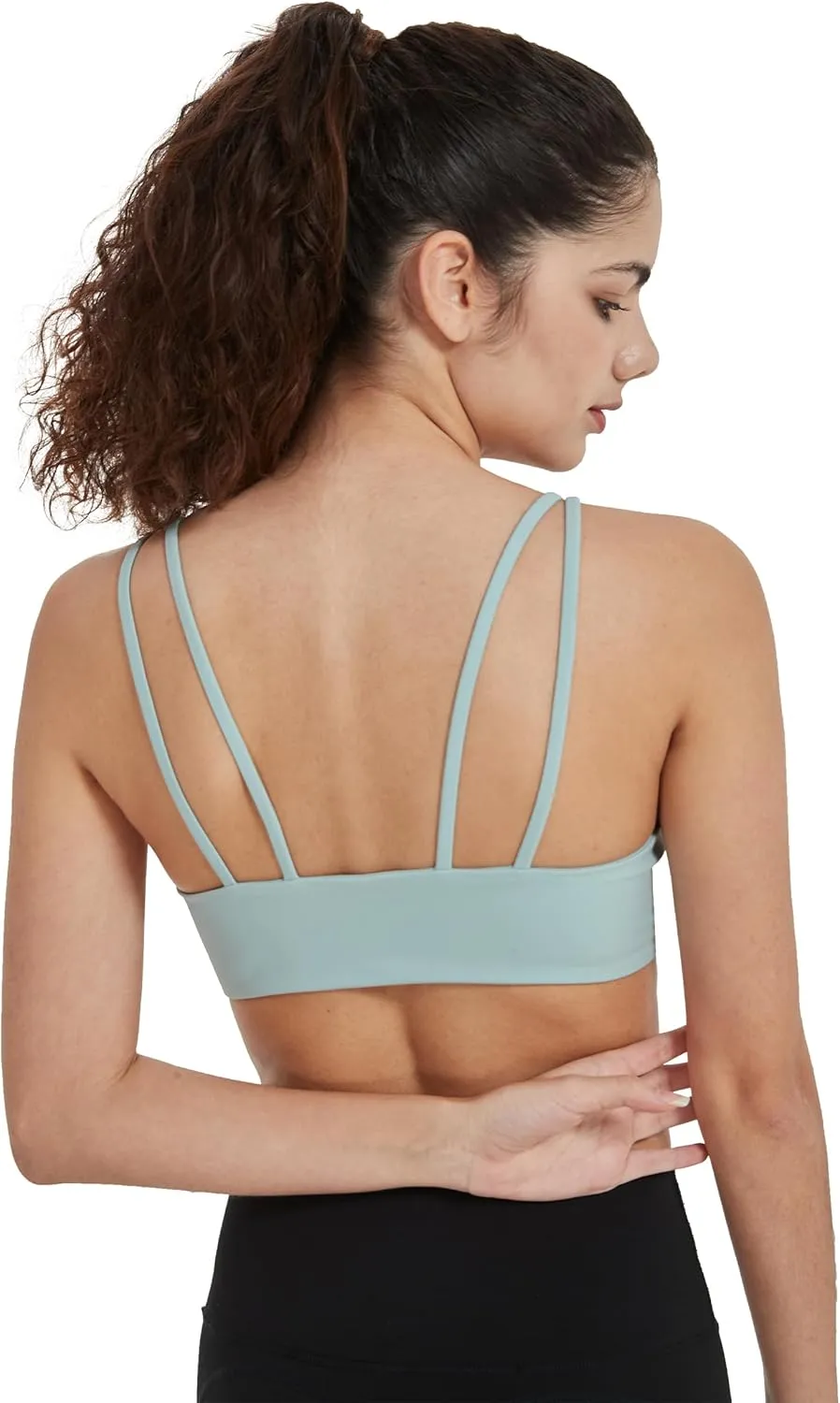 Attifall B/C Cup Low Support Crop Sports Bra Low Impact Camisoles Comfy Spaghetti Strap Yoga Gym Workout Bras