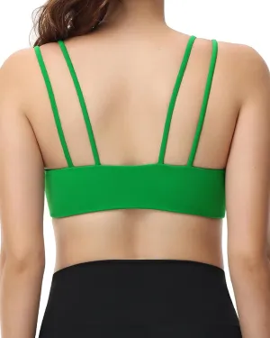 Attifall B/C Cup Low Support Crop Sports Bra Low Impact Camisoles Comfy Spaghetti Strap Yoga Gym Workout Bras
