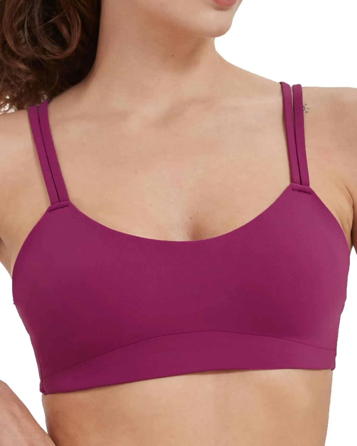 Attifall B/C Cup Low Support Crop Sports Bra Low Impact Camisoles Comfy Spaghetti Strap Yoga Gym Workout Bras