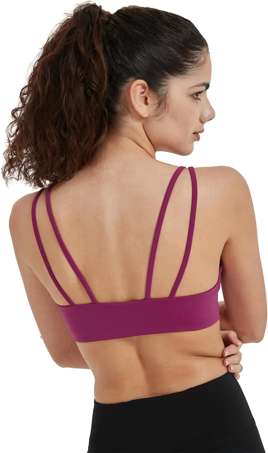 Attifall B/C Cup Low Support Crop Sports Bra Low Impact Camisoles Comfy Spaghetti Strap Yoga Gym Workout Bras