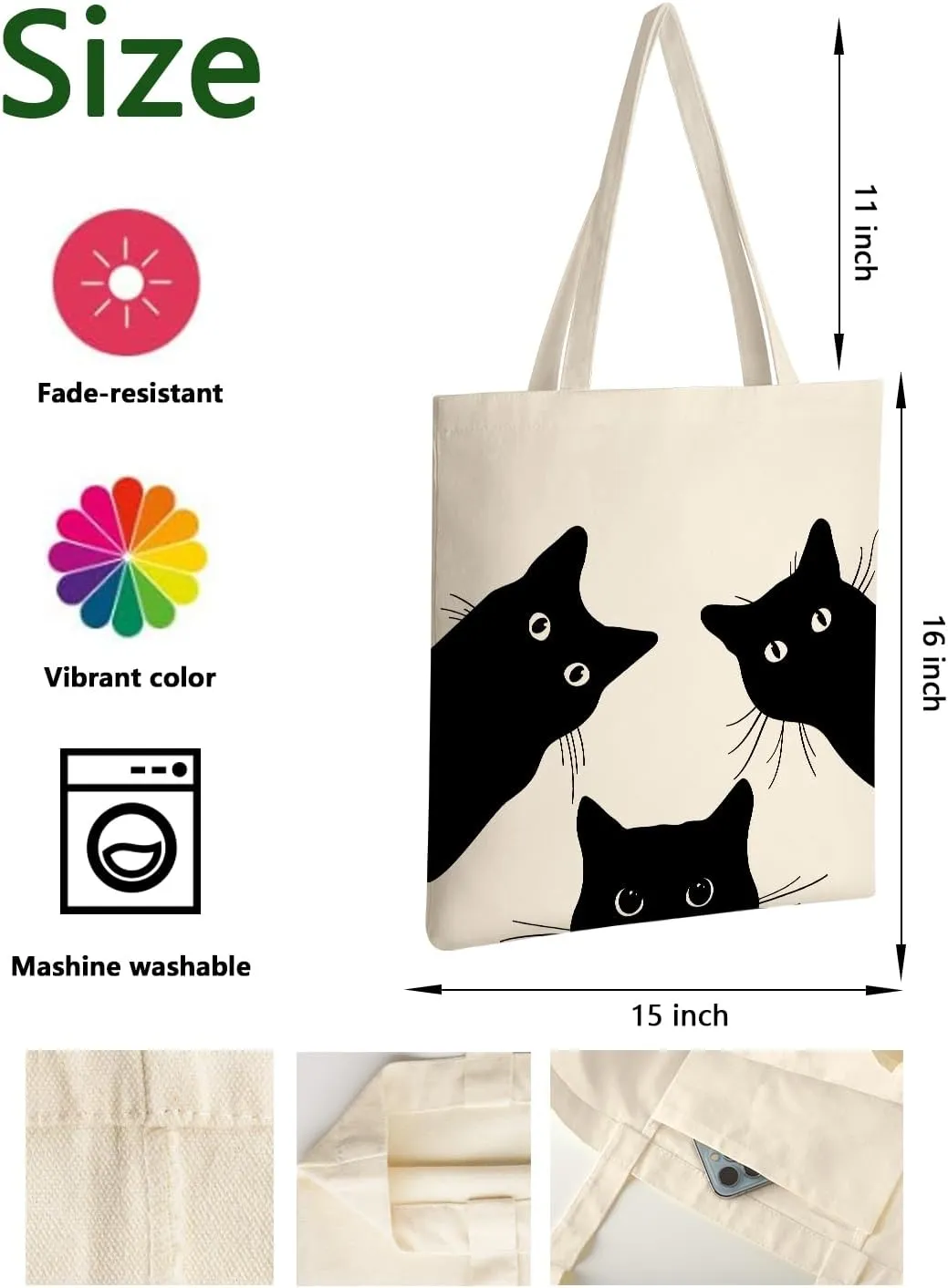 AUSVKAI Canvas Tote Bag Aesthetic for Women, Cute Cloth Cotton Bags for College Shopping Beach Grocery and Trendy Gifts
