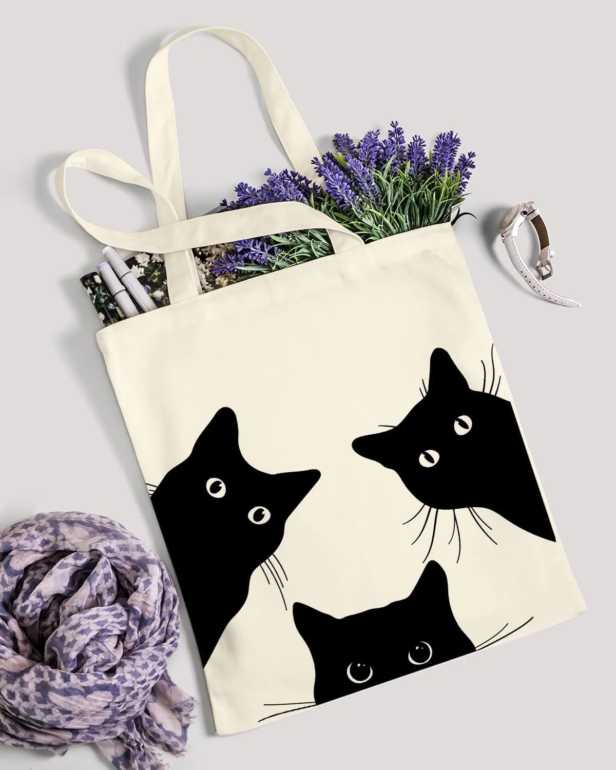AUSVKAI Canvas Tote Bag Aesthetic for Women, Cute Cloth Cotton Bags for College Shopping Beach Grocery and Trendy Gifts