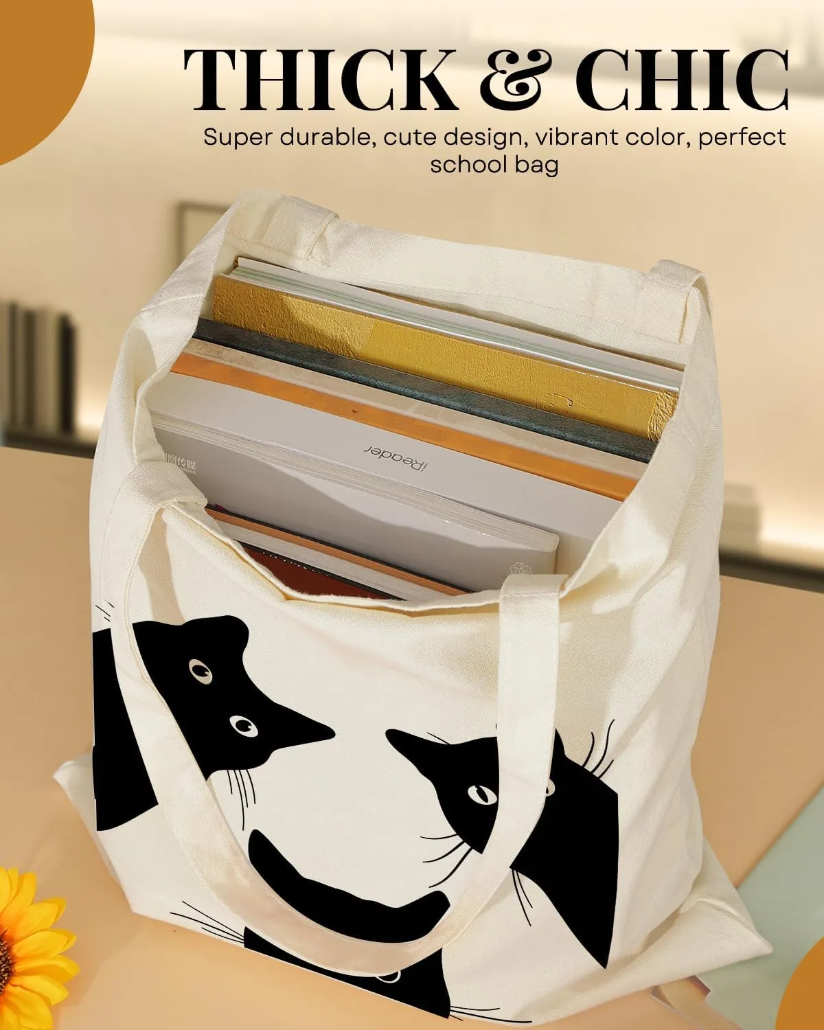 AUSVKAI Canvas Tote Bag Aesthetic for Women, Cute Cloth Cotton Bags for College Shopping Beach Grocery and Trendy Gifts