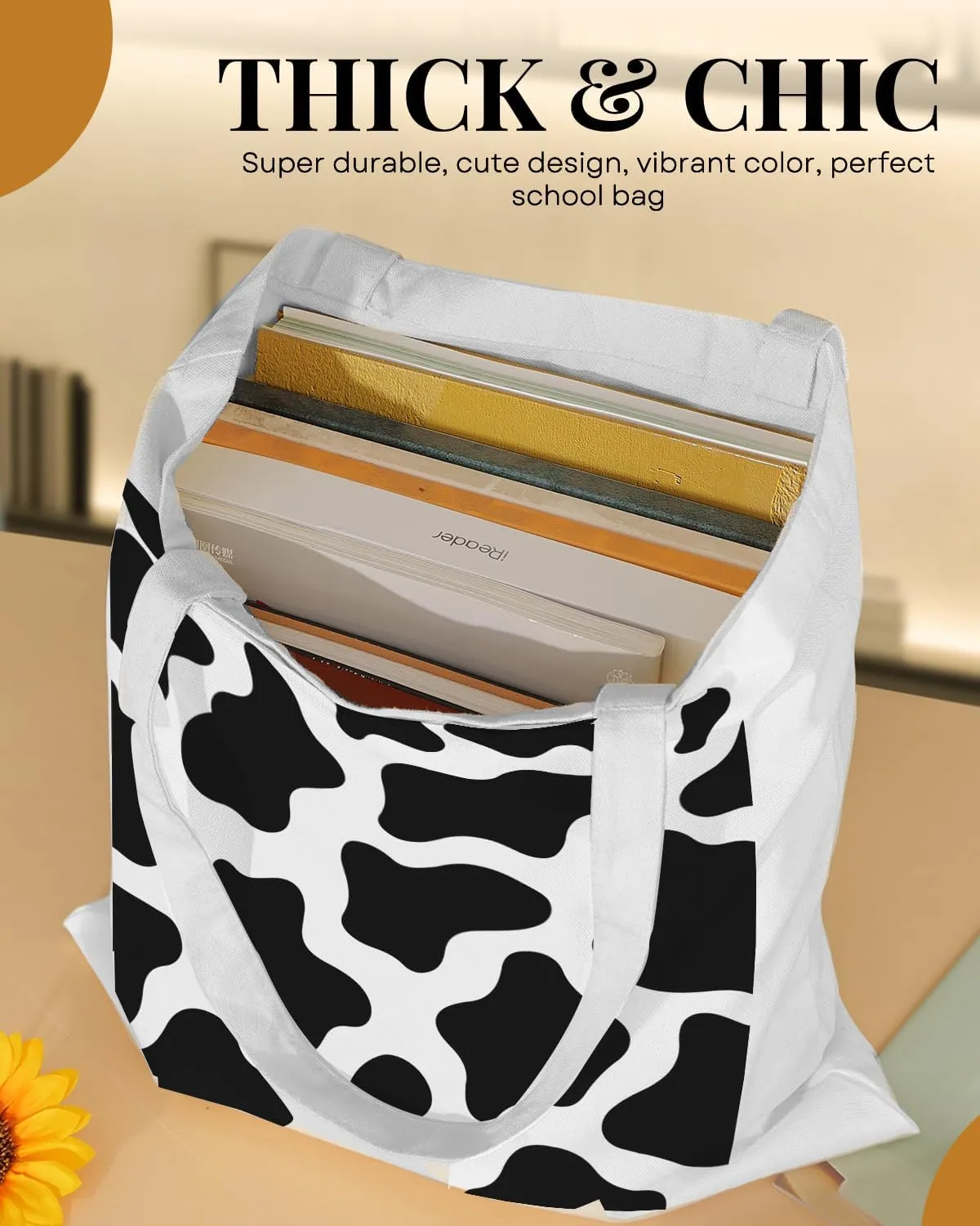 AUSVKAI Canvas Tote Bag Aesthetic for Women, Cute Reusable Cloth Cotton Bags for College Shopping Beach Grocery Trendy Gifts
