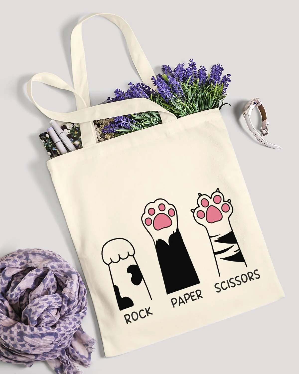 AUSVKAI Canvas Tote Bag Aesthetic for Women, Cute Reusable Cloth Cotton Bags for College Shopping Beach Grocery Trendy Gifts