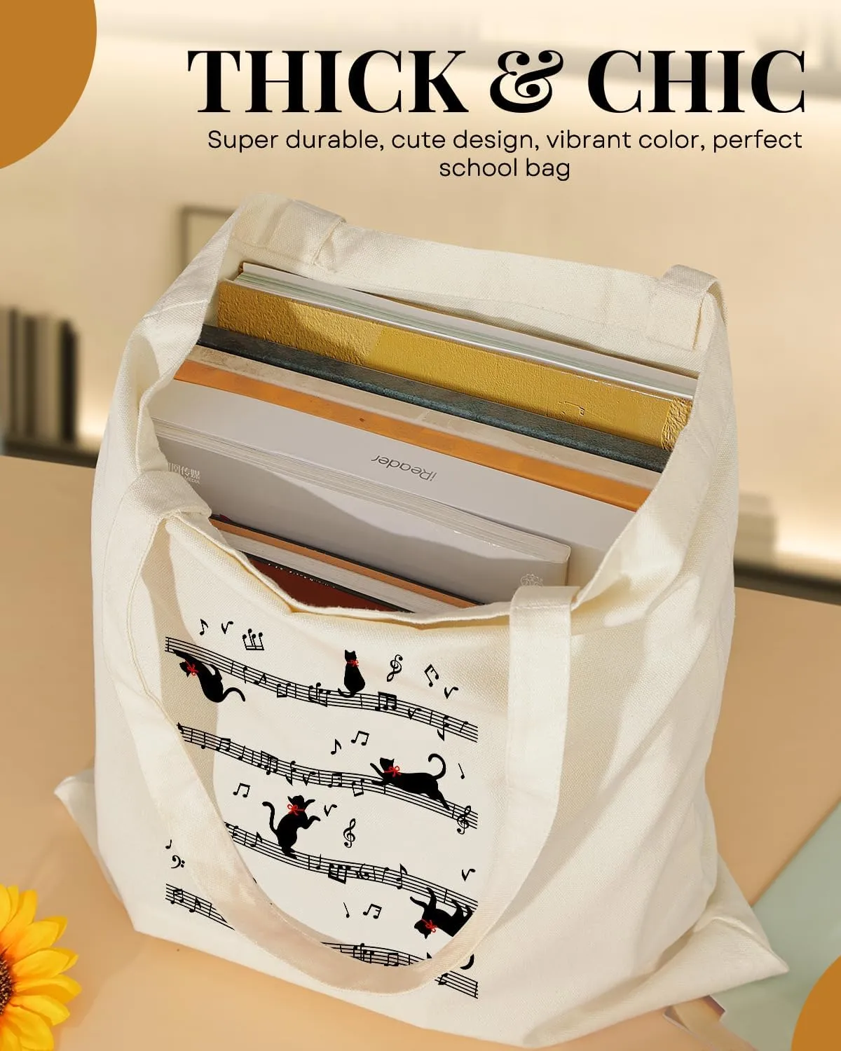 AUSVKAI Canvas Tote Bag Aesthetic for Women, Cute Reusable Cloth Cotton Bags for college Shopping Beach Grocery Trendy Gifts