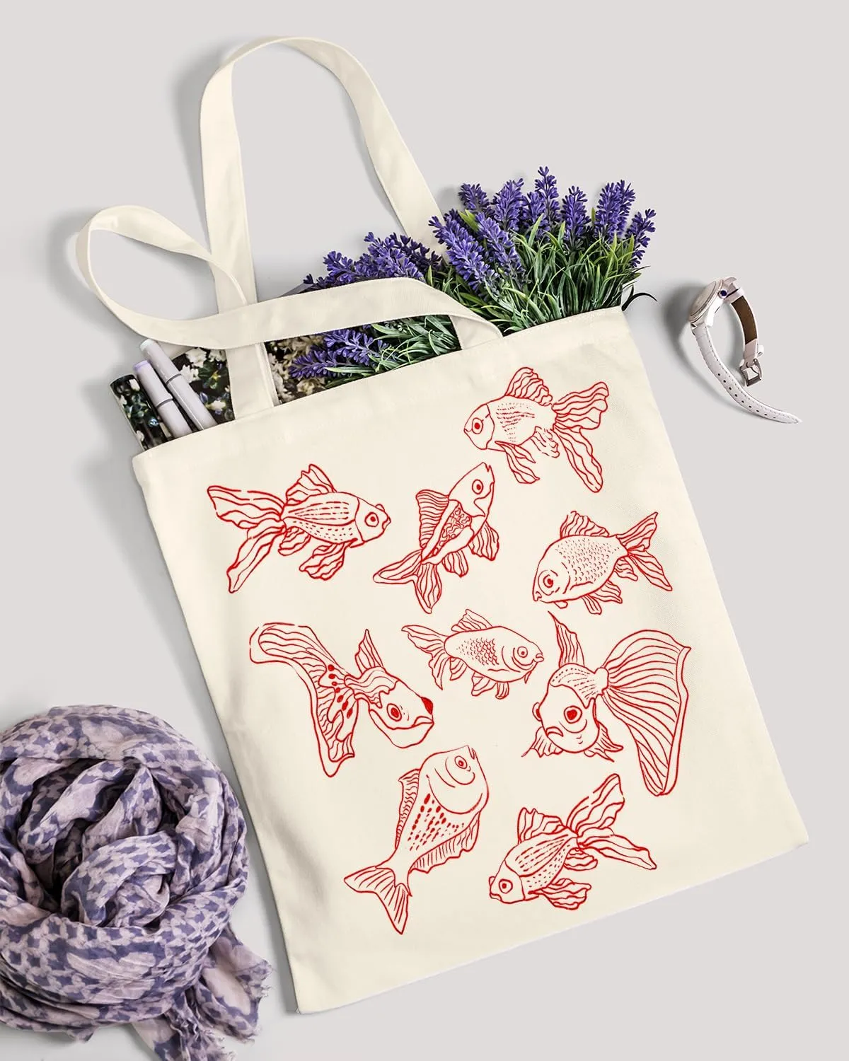 AUSVKAI Canvas Tote Bag Aesthetic for Women, Cute Reusable Cloth Cotton Bags for college Shopping Beach Grocery Trendy Gifts