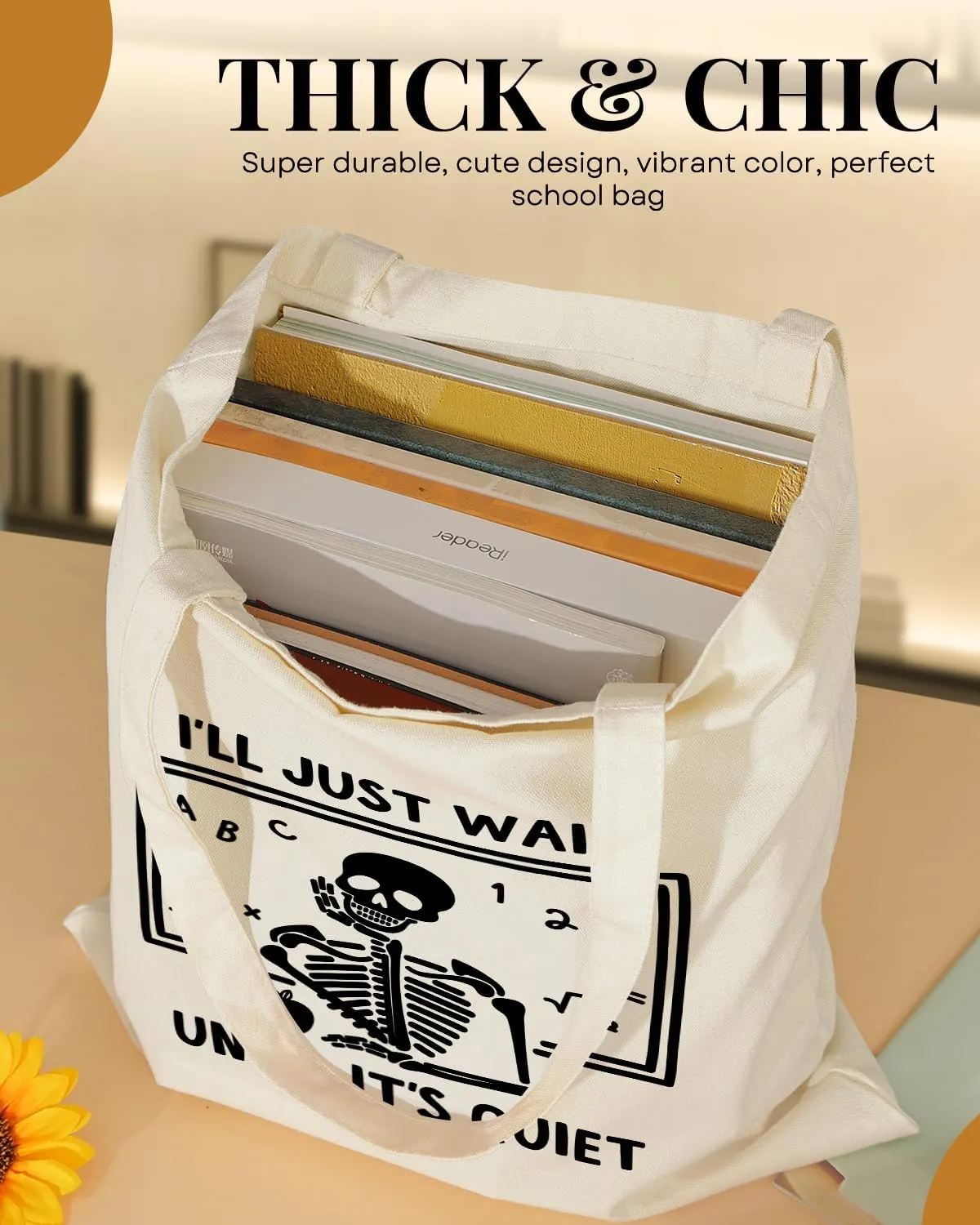 AUSVKAI Canvas Tote Bag Aesthetic for Women, Cute Reusable Cloth Cotton Bags for College Shopping Beach Grocery Trendy Gifts